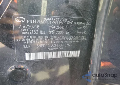 2017 Hyundai Elantra Eco from USA, damaged, VIN 5NPD94LA3HH061036